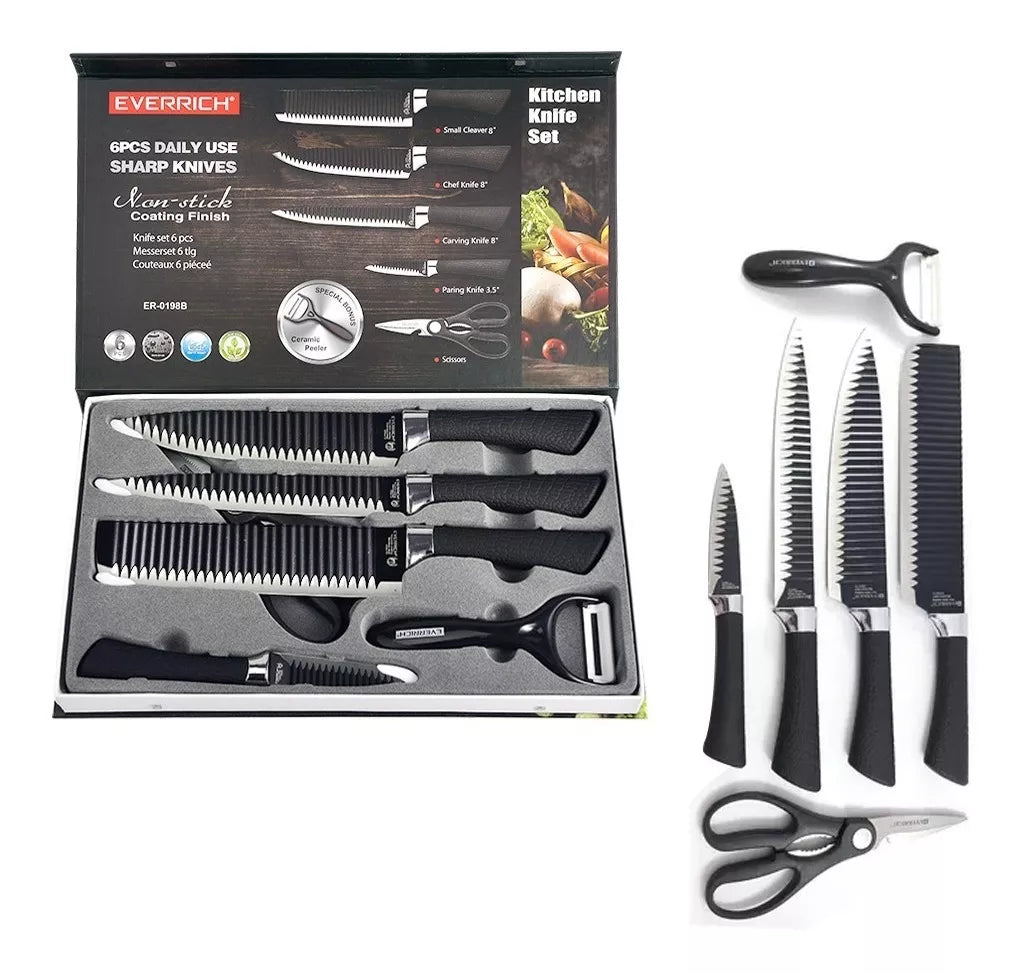SET DE CUCHILLOS: Para cortes impecables y elegantes.