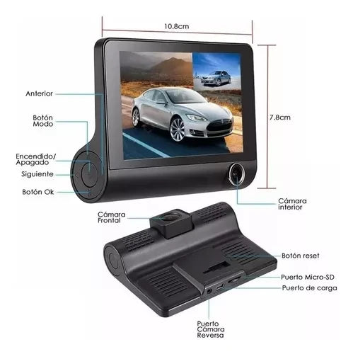 CAMARA DVR PARA CARRO 3 EN 1: Se instala en minutos, protege para siempre