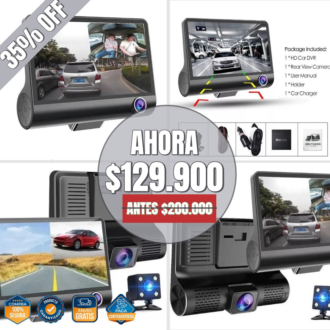 CAMARA DVR PARA CARRO 3 EN 1: Se instala en minutos, protege para siempre